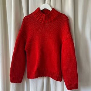 TORY BURCH SPORT Red Chunky Turtleneck Sweater M